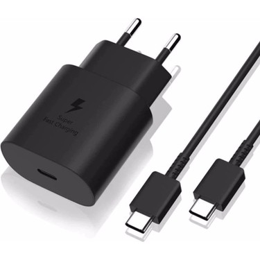 Samsung 25W PD Adapter + USB-C to USB-C Cable (a set) Black
